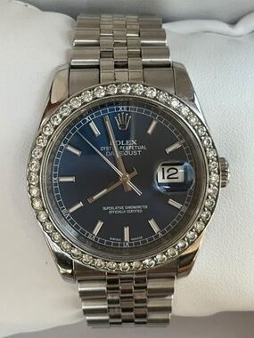 Authentic Rolex Datejust 36mm Jubilee Hidden Clasp — Blue Face, Marker Indices